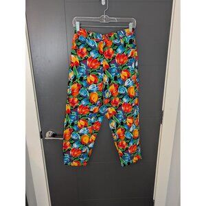 Gap Womens Floral High-Waisted‎ Vibrant Tulip Print 100% Cotton Pants Size 9/10
